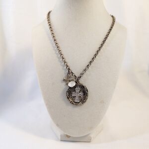 Elegant Bronze Tone  Necklace And Cross Pendant And Bracelet Bundle